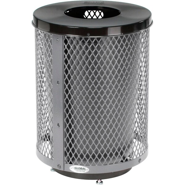 Global Industrial Outdoor Diamond Steel Trash Can With Flat Lid & Base, 36 Gallon, Gray 261924GYD - main